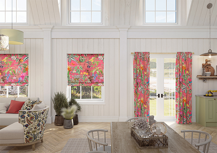 Barbados, Flamingo Pink - Motorised Roman Blind - Image 8